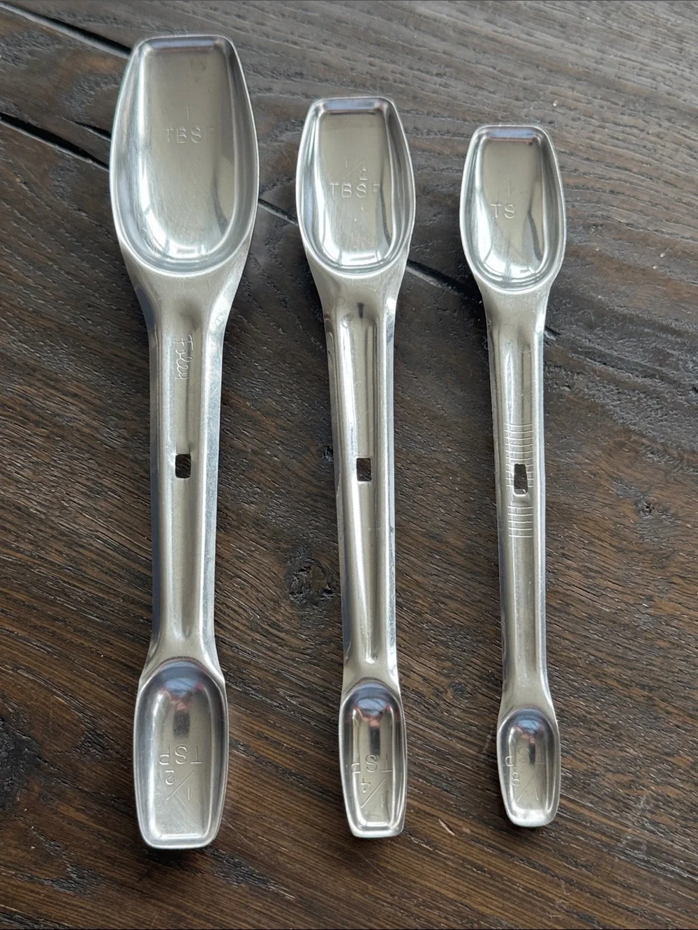 Vintage Foley Stainless Measuring Spoon Set Double Ended Snap Lock Nesting